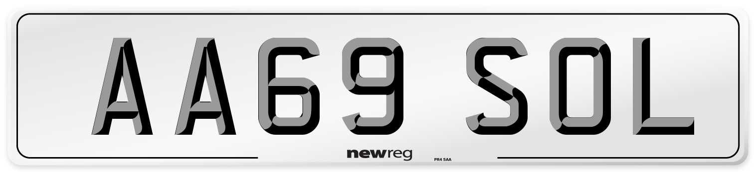 AA69 SOL Number Plate from New Reg